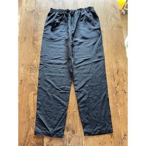 Poeta moda wide leg trouser black linen silk blend women’s sz Medium